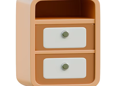 Peach Colored Modern TV Stand With Two Drawers White Panels And Metal Knobs 3d model