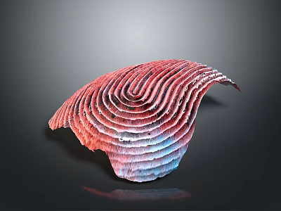 Abstract Colorful Spiral Wave Sculpture With Red Pink Blue Layered Stripes 3d model