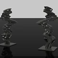 Modern Landscape Sculptures With Twisted Spiral Design And Sleek Reflective Finish