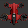 Red Aerial Drone Equipment With Four Propellers And Modern Sleek Design