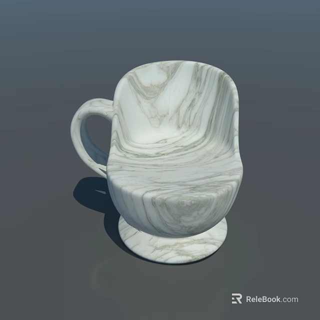 Modern Artistic Single Chair With Smooth Marble Texture And Curved Design 3d model 