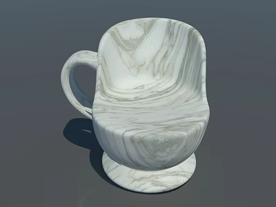 Modern Artistic Single Chair With Smooth Marble Texture And Curved Design 3d model