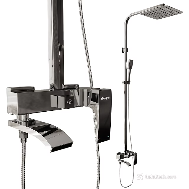 Modern Chrome Shower Head System With Handheld Sprayer And Control Panel 3d model 