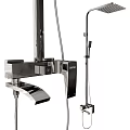 Modern Chrome Shower Head System With Handheld Sprayer And Control Panel 3d model
