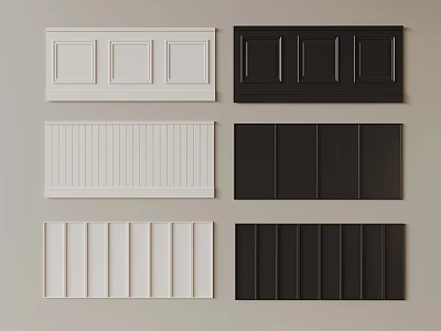 Various Cabinet Door Panels With White Black Colors And Different Design Styles 3d model