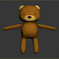 Orange Teddy Bear Stuffed Toy With Yellow Ears Red Eyes And Stitched Design