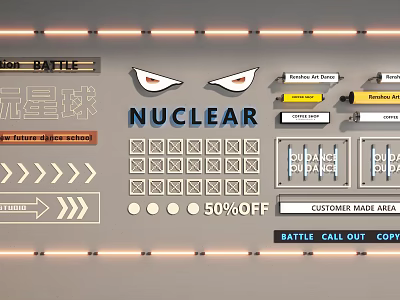 Decorative Lights With 50% OFF For Custom Banner Area Battle Themed Geometric Patterns And Arrows 3d model