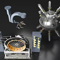Industrial Metal Machinery Components Featuring Multiple Pipes And Circular Steel Structure