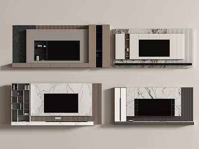 Modern TV Background Wall TV Cabinet Living Room Background Wall 3d model