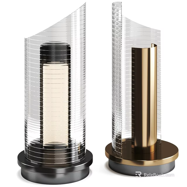Modern Luxury Table Lamp With Transparent Glass Cylindrical Design And Black Gold Base 3d model 