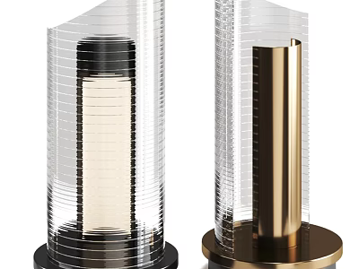 Modern Luxury Table Lamp With Transparent Glass Cylindrical Design And Black Gold Base 3d model