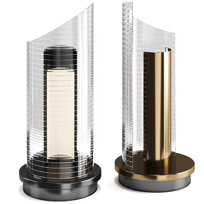 Modern Luxury Table Lamp With Transparent Glass Cylindrical Design And Black Gold Base 3d model