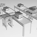 Industrial Equipment Automated Conveyor System With Robotic Arm And Boxes For Material Handling