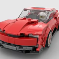 Red Building Blocks Sports Car Model With Detailed Design And Driver Figure