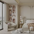 Cozy Kids Room Interior With Soft Bed Stuffed Toys Bookshelves And Decorative Rug