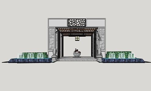 new chinese style gate 3d model