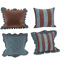 Velvet Decorative Pillows With Ruffled Edges Blue Brown And Striped Designs For Home Decor