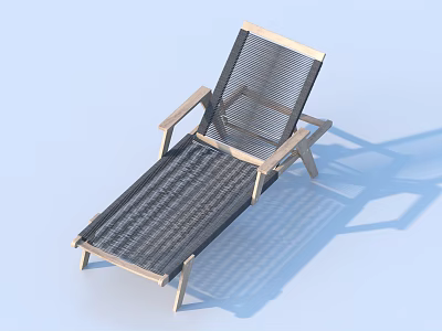 Modern Minimalist Lounge Chair With Light Colored Metal Frame And Black Woven Seat 3d model