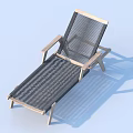 Modern Minimalist Lounge Chair With Light Colored Metal Frame And Black Woven Seat