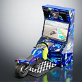 Interactive Motorcycle Arcade Machine As Entertainment Appliance With Colorful Design And Gaming Screen