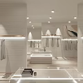 Elegant Modern Clothing Store Interior With Hanging Clothes Racks Decorative Sofa And Plants