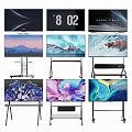 Different Flat Screen TVs With Various Stands And Clear Colorful Displays 3d model