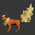 Orange Fox Character Figurine With Large Ears Fluffy Tail And Yellow Mane
