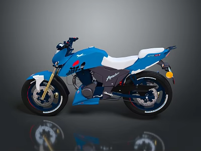 Stylish Blue Sporty Motorcycle With White Seat Red Accents And Modern Design 3d model