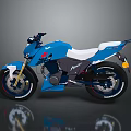 Stylish Blue Sporty Motorcycle With White Seat Red Accents And Modern Design