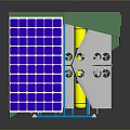 Weapon Storage System With Green Enclosure Blue Frame White Drones And Yellow Cylinders