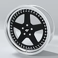 Premium Car Tire Wheel with Black Five Spoke Design and Silver Riveted Rim
