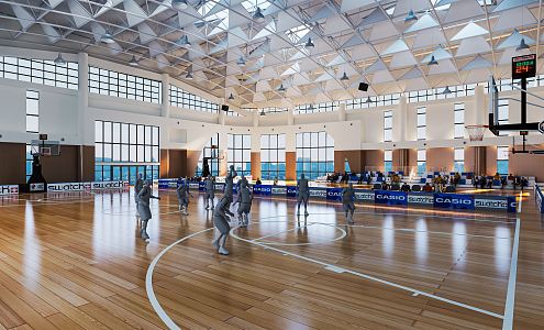 Modern Basketball Gymnasium Sports Stadium Basketball Rack Basketball Game Stadium 3d model