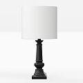 Modern Table Lamp With White Fabric Shade And Black Base Design 3d model
