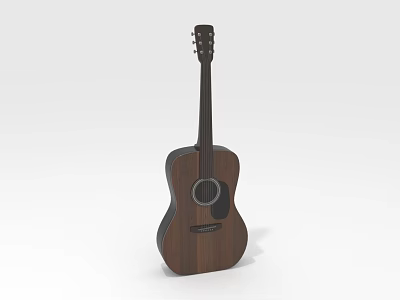 Natural Wooden Acoustic Guitar With Classic Body Design And Smooth Structure 3d model