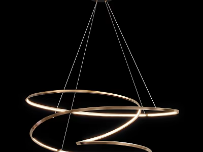 Modern Metallic Chandelier with Spiral Circular Rings and Illuminated Glowing Light for Contemporary Interior Design 3d model