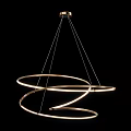 Modern Metallic Chandelier with Spiral Circular Rings and Illuminated Glowing Light for Contemporary Interior Design