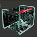 GREAT Generator With Black Body Red Stripe Metal Frame Control Panel Warning Labels 3d model