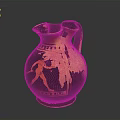 Detailed Ancient Greek Amphora Ceramic Vessel With Carved Figure Artistic Design