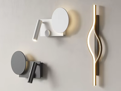 Modern Minimalist Wall Lamps With Circular And Curved Geometric Designs For Interior Decor 3d model