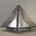 Modern Conical Floor Lamp With Metal Frame Transparent Panels Matching Small Lamp In Minimalist Interior