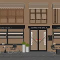 Modern folding window sliding window door front door window combination outdoor table and chair awning 3d model