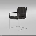 Single Modern Black Leather Chair With Metal Frame And Sleek Armrest Design
