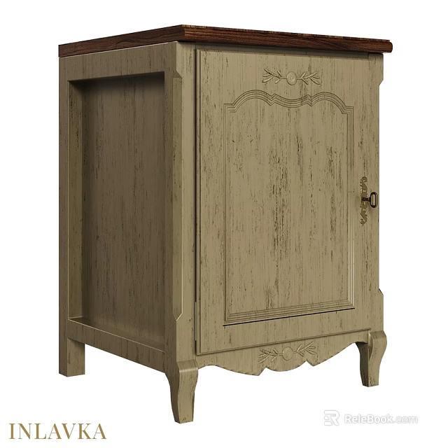 Vintage Wooden Cabinet With Intricate Carved Details Sturdy Legs And Light Wood Tone 3d model 