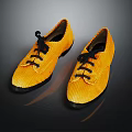 Yellow Corduroy Lace Up Casual Shoes With Black Shoelaces And Rubber Soles
