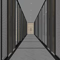 Modern Office Corridor Interior With Glass Partitions Metal Frames And Sleek Flooring