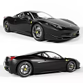 High Performance Black Sports Car With Sleek Exterior And Yellow Accent Wheels