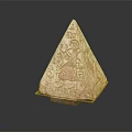 Cartoon Scene of Ancient Egyptian Pyramid With Carved Figure on Black Background