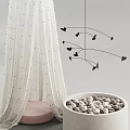 Decorative Ornament Set with Polka Dot Canopy Wooden Easel Heart Mobile Stuffed Basket Kangaroo Toy