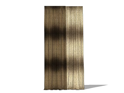 Elegant Vertical Striped Gold Beige Textured Window Curtains With Light Filtering Effect 3d model