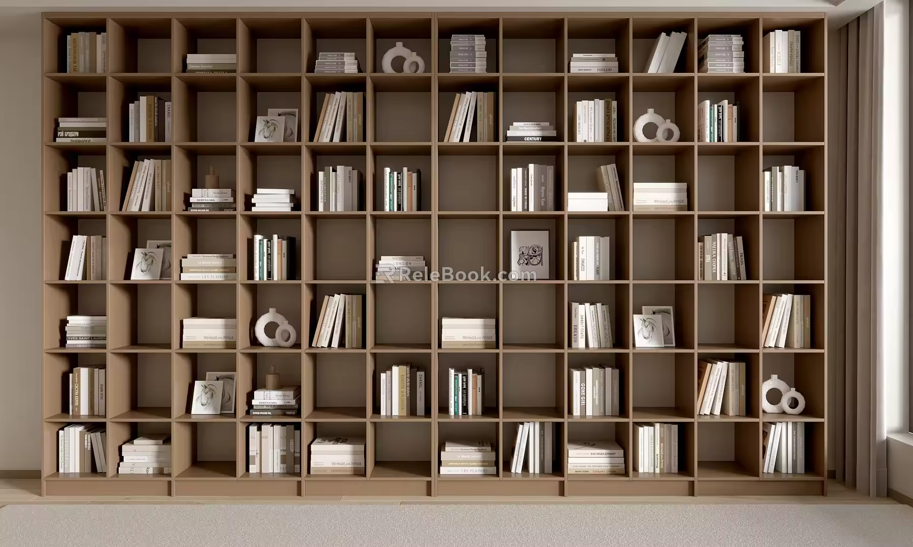 Bookcase Decorative Cabinet Bookcase Book Combination Bookshelf Ornaments Decorative Ornaments Open Solid Wood Bookcase 3d model